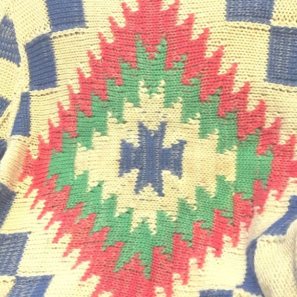 Lauren Ralph Lauren Southwestern Cardigan Sweater Geometric Intarsia S M $398 - Picture 9 of 11